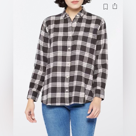 NWT | Madewell | Oversized Ex-Boyfriend Swing Shirt | Gray & Off-White | Large - Picture 9 of 12